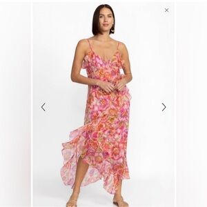 Johnny Was Vibrant Pink Midi Dress NWT